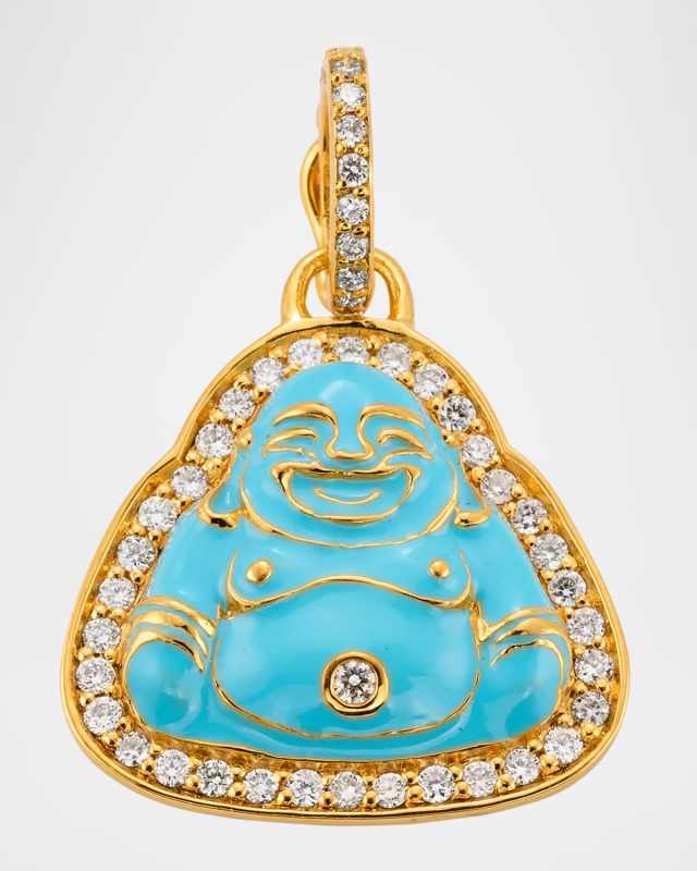 20K Small Happy Buddha Pendant in Sky Blue